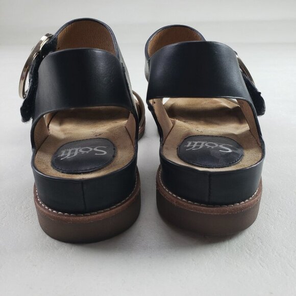 Sofft Bali Strappy Leather Sandal Womens 7 Black Slingback Hook Loop Buckle - Picture 8 of 10